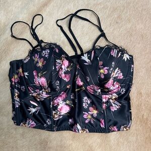 Victoria’s Secret satin floral cropped corset bustier top 34D